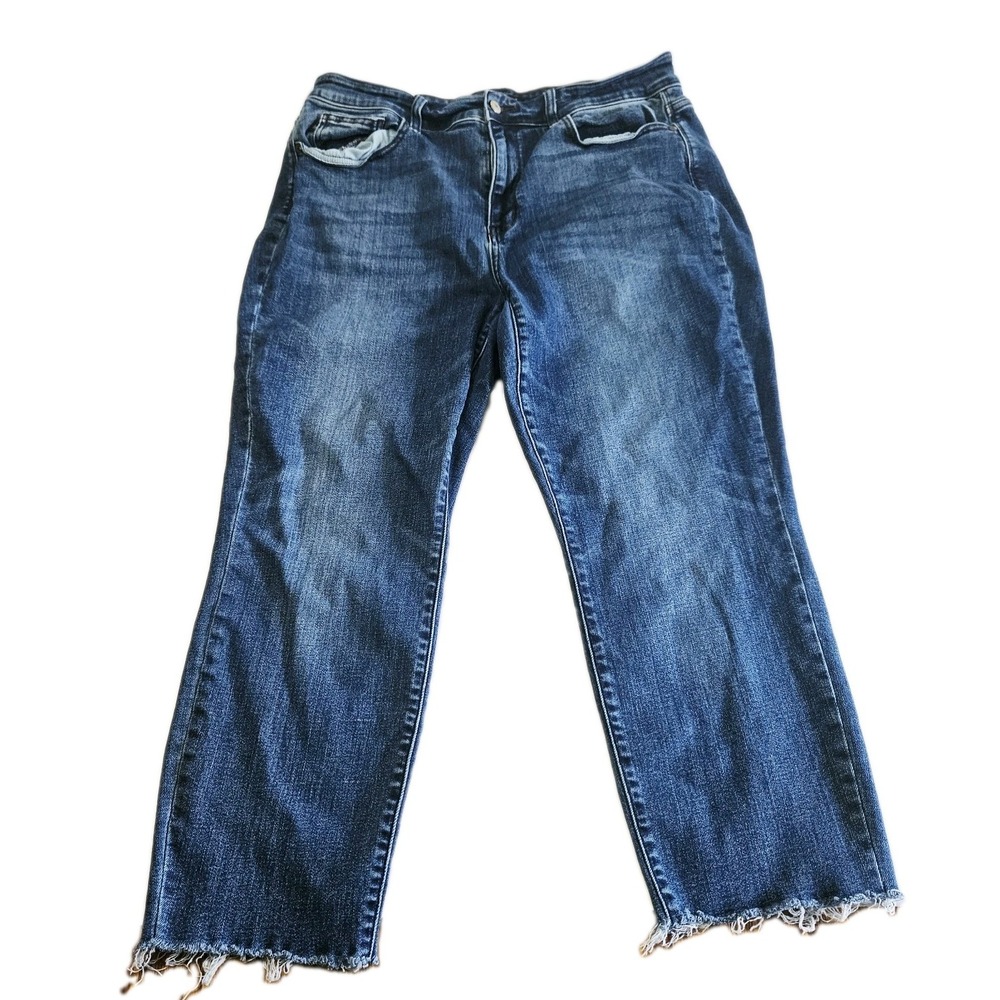 Judy Blue Los Angeles Jeans Women's Plus Size 18W Slim Fit Medium Wash Raw Hem